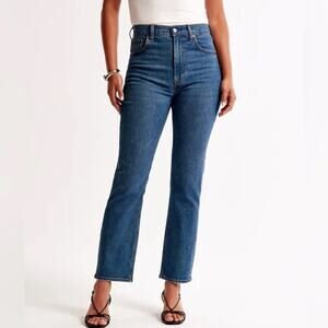 Abercrombie & Fitch Curve Love Ankle Straight Ultra High Rise Jeans Size 4 Blue